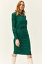 Women's Emerald Green Thin Strap Knitwear Dress Slotted Sweatshirt Suit TKM-19000241 - 6