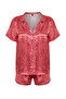 Pembe Çok Renkli Leopar Desenli Saten Şortlu Dokuma Pijama Takımı THMSS20PT0158 - 9