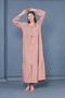 Women's Powder Pink plus size v-neck long sleeve woven dress - 4