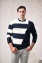 Regular Fit Crew Neck Patterned Woolen Men's Sweater - 4
