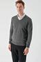 Slimfit V-Neck Plain Basic Model Cotton Men's Long Sleeve Knitwear Sweater - 3