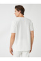 Textured T-Shirt Embroidered Short Sleeve Crew Neck - 4