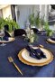 İnci 6-Pack Navy Blue Napkins Seamless Velvet Textured Navy Blue Fabric Napkins - 3