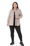 Large Size Flap Pocket Snap Gabardine Stone Colored Jacket Shirt - 2