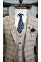 Men's Plaid Suit Italian Cut Jacket Vest Trousers Slim Fit - Blue - 4