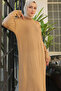 23009 Frilly Knitwear Dress Camel - 4