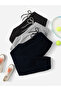 Unisex Black-Grey-Navy Blue 3-Piece 2 Rope Knitted Fabric Waist and Leg Elastic Sweatpants