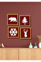 4 Pieces Frame Look Christmas New Year Wall Decor Painting Set for Salon Living Bedroom Office