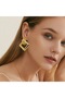 Imported Luxury Brand Fashion Non-Tarnish Steel Model 3-Layer Twisted Square Earrings Women's Earrings Gold Gold
