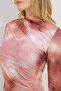 Women's Powder Stand Collar Shoulder Gathered Draped Patterned Blouse ALC-X11131 - 4