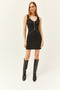 Women's Black Zipper Detailed Strappy Mini Dress ELB-19002016 - 2