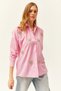 Women's Candy Pink Sequin Detailed Woven Boyfriend Shirt GML-19000992 - 5