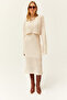 Women's Stone Top Openwork Sweater Bottom Openwork Dress Knitwear Set TKM-19000246