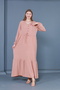 Women's Powder Pink plus size v-neck long sleeve woven dress - 8