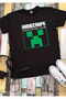 MİNECARFT PRINTED BLACK SHORT SLEEVE Children's T-Shirt Unisex