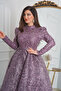 Sequined Lace Design Wide Skirt Hijab Evening Dress with Bodice - 5