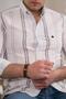 Striped Collar Buttoned Linen Summer Men's Shirt - 6