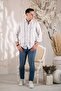Striped Collar Buttoned Linen Summer Men's Shirt - 2