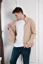 Slimfit Stand-up Collar Zipper Closure Side Pocket Unlined Men's Cashmere Coat - 4