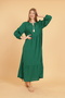 Women's Green long sleeve full length Burgundy woven dress - 4