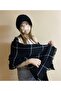 Black and White Striped Puff Shawl-Scarf and Hooded Hat 2-Piece Set - Valentine's Day Gift