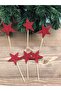 10 Pieces Red - Star Motif New Year Eva Toothpick, Glitter Tableware Ornament