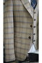 Men's Plaid Suit Italian Cut Jacket Vest Trousers Slim Fit - Blue - 7