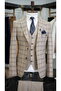 Men's Plaid Suit Italian Cut Jacket Vest Trousers Slim Fit - Blue - 3