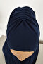 Ready Turban Bonnet Back Pleated Ready Scarf Women's Hijab Bonnet Headscarf Halter Neck Bonnet Navy - 4
