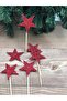 10 Pieces Red - Star Motif New Year Eva Toothpick, Glitter Tableware Ornament - 2