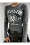 Women's Printed Crew Neck Long Sleeve Y2K Crop Blouse - 5