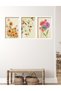 3 Pieces Colorful Flowers with White Frame Look - 20X30 cm Painting for Living Room Living Bed Children's Room - 3