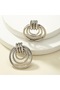 Imported luxury brand non-tarnish steel zara hm model 3-layer coarse intertwined hoop earrings women's earrings silver grey - 3