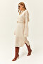 Women's Stone Top Openwork Sweater Bottom Openwork Dress Knitwear Set TKM-19000246 - 5