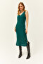 Women's Emerald Green Top Openwork Sweater Bottom Openwork Dress Knitwear Set TKM-19000246 - 6