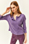 Women's Purple Buttoned Shirted Casual Sweater KZK-19000721 - 4