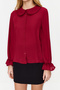 Bordo Bebe Yaka Ponpon Detaylı Regular Normal Kalıp Dokuma Gömlek TWOAW21GO0717 - 8