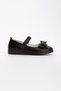 Matte Black Bow Detailed Non-Slip Sole Girls' Ballerinas - 3