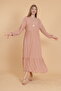 Women's Powder plus size drop collar long sleeve dress - 3