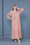 Women's Powder Pink plus size v-neck long sleeve woven dress - 5