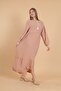 Women's Powder plus size drop collar long sleeve dress - 6