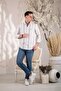 Striped Collar Buttoned Linen Summer Men's Shirt