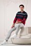 Slimfit Crew Neck Striped Cotton Men's Sports Sweater