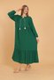 Women's Green long sleeve full length Burgundy woven dress - 6