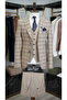 Men's Plaid Suit Italian Cut Jacket Vest Trousers Slim Fit - Blue