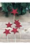 10 Pieces Red - Star Motif New Year Eva Toothpick, Glitter Tableware Ornament - 3