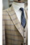 Men's Plaid Suit Italian Cut Jacket Vest Trousers Slim Fit - Blue - 6