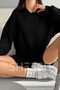 Soft Textured Modal Hooded Crop Hoodie Sweatshirt - 2