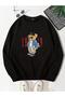 Unisex Bear Printed Oversize Casual Crew Neck Sweatshirt Hoodie