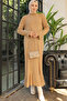 23009 Frilly Knitwear Dress Camel - 5